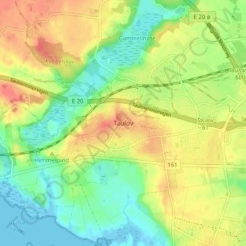 Carte topographique Taulov, altitude, relief