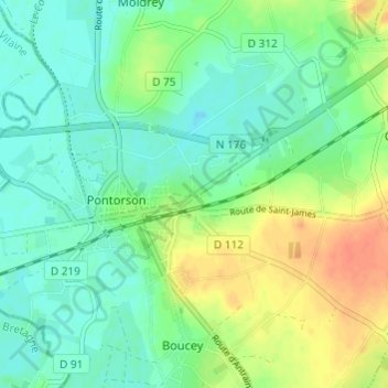 Carte topographique Caugé, altitude, relief