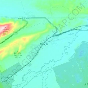 Carte topographique Albania, altitude, relief
