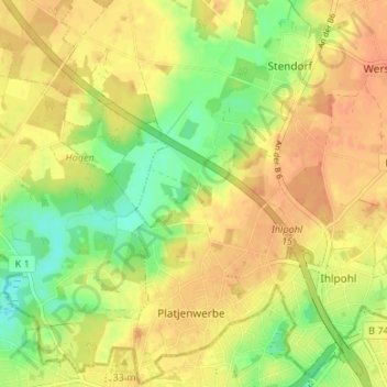 Carte topographique Bentloge, altitude, relief