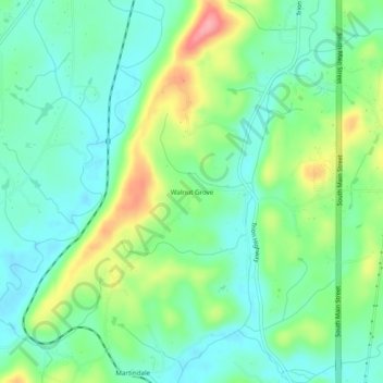 Carte topographique Walnut Grove, altitude, relief