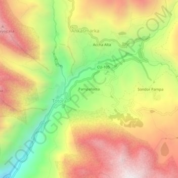 Carte topographique Pampallacta, altitude, relief