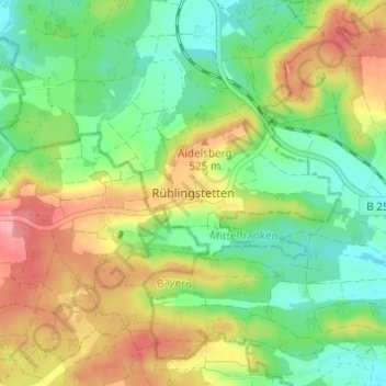 Carte topographique Rühlingstetten, altitude, relief