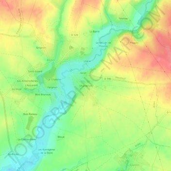 Carte topographique Chambron, altitude, relief