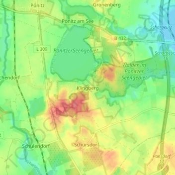 Carte topographique Klingberg, altitude, relief