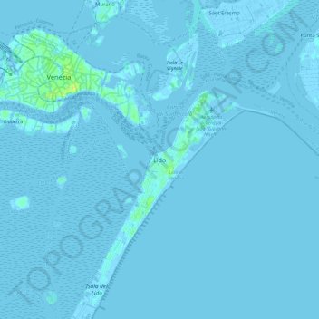 Carte topographique Lido, altitude, relief