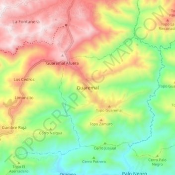 Carte topographique Guaremal, altitude, relief