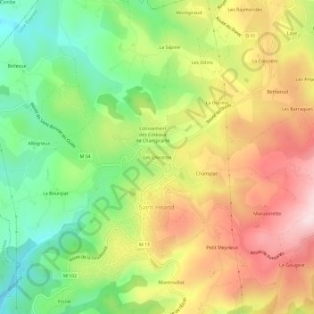 Carte topographique Les Chirottes, altitude, relief