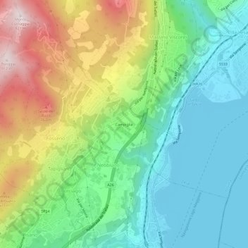Carte topographique Campiglia, altitude, relief