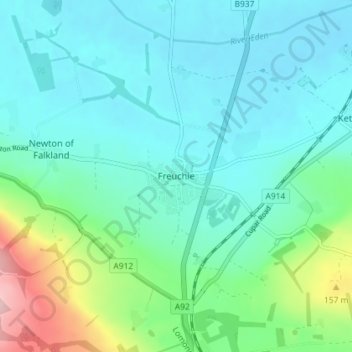Carte topographique Freuchie, altitude, relief