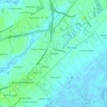Carte topographique Moss Park, altitude, relief