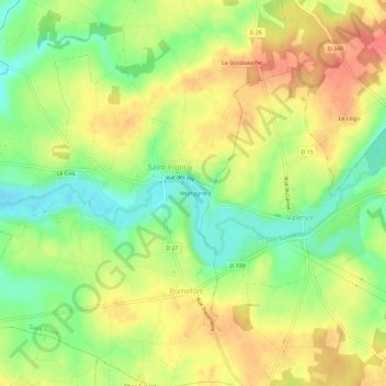 Carte topographique Mortagne, altitude, relief