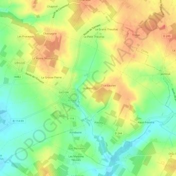 Carte topographique Le Breuil, altitude, relief