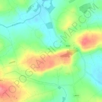 Carte topographique Bealad Cross Roads, altitude, relief