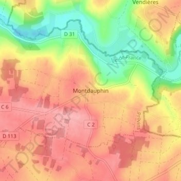 Carte topographique Montdauphin, altitude, relief