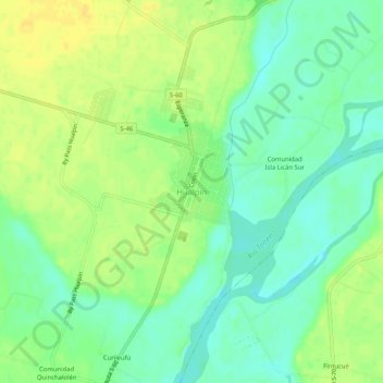 Carte topographique Hualpín, altitude, relief