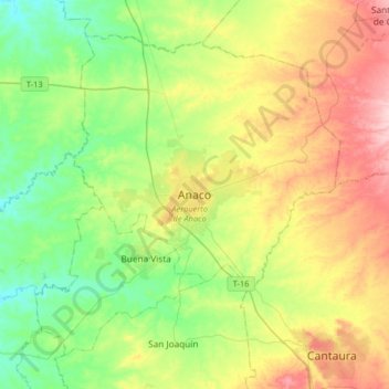 Carte topographique Anaco, altitude, relief