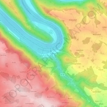 Carte topographique Schlögen, altitude, relief