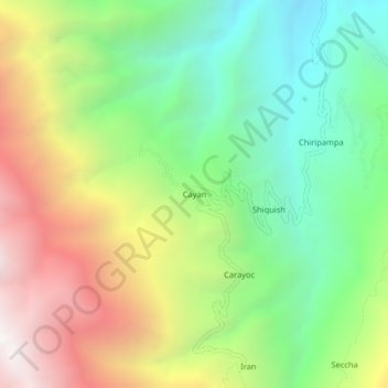 Carte topographique Cayan, altitude, relief