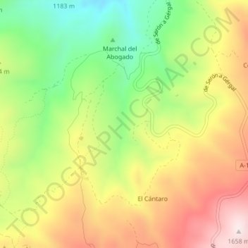 Carte topographique Las Menas de Serón, altitude, relief