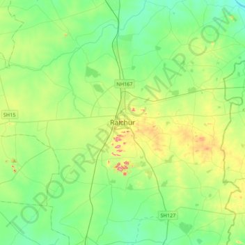 Carte topographique Raichur, altitude, relief