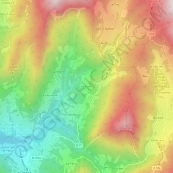 Carte topographique Fontvielle, altitude, relief