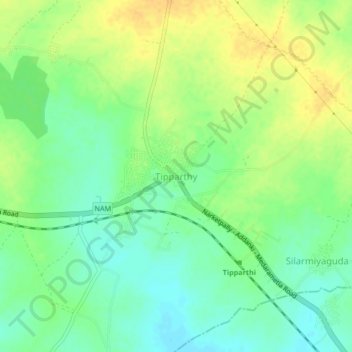 Carte topographique Tipparthy, altitude, relief