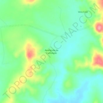 Carte topographique Aparecida da Conceição, altitude, relief