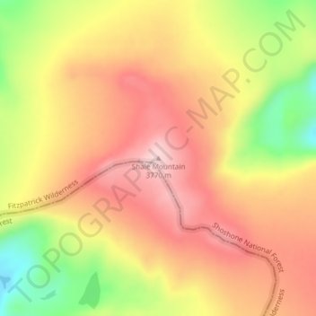 Carte topographique Shale Mountain, altitude, relief