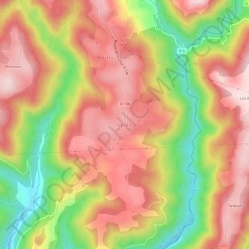Carte topographique Vezels, altitude, relief