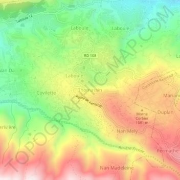 Carte topographique Thomassin, altitude, relief