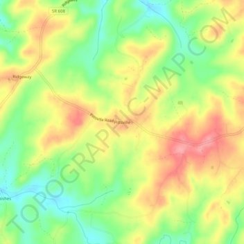 Carte topographique Pittsville, altitude, relief