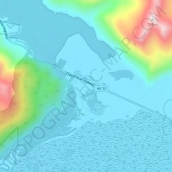 Carte topographique Eyak, altitude, relief