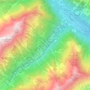 Carte topographique Cà di Janzo, altitude, relief