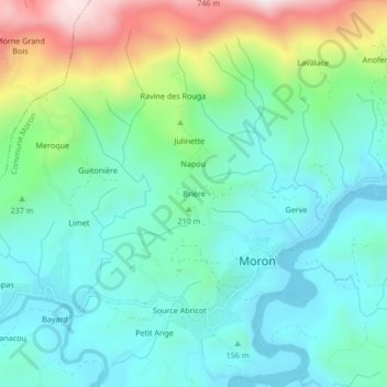 Carte topographique Brière, altitude, relief