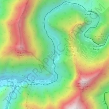 Carte topographique San Miguel, altitude, relief