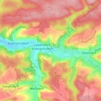Carte topographique Lippersdorf, altitude, relief