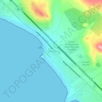 Carte topographique Punta Negra, altitude, relief