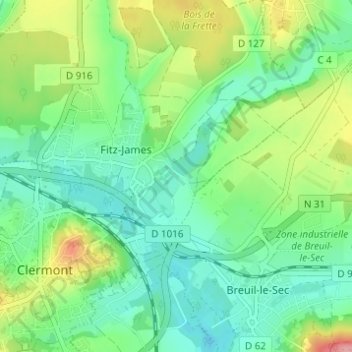 Carte topographique Bécrel, altitude, relief