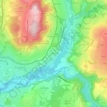 Carte topographique Gruyère, altitude, relief