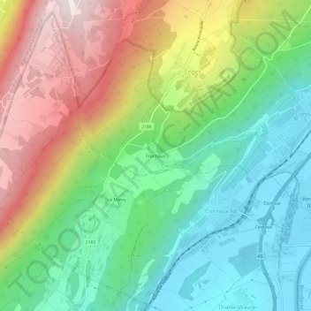 Carte topographique Frochaux, altitude, relief