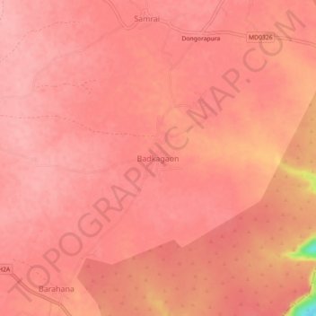 Carte topographique Badkagaon, altitude, relief