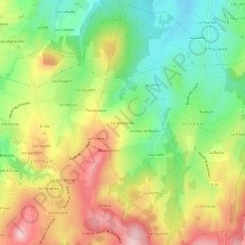 Carte topographique La Mouleyras, altitude, relief