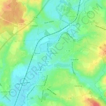 Carte topographique Le Montet, altitude, relief