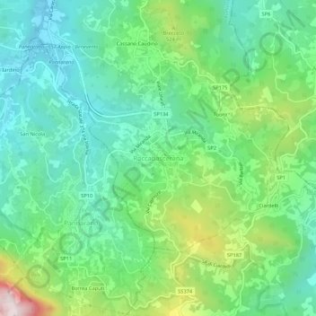 Carte topographique Roccabascerana, altitude, relief