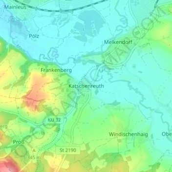 Carte topographique Katschenreuth, altitude, relief