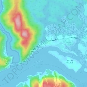 Carte topographique Cutipay, altitude, relief