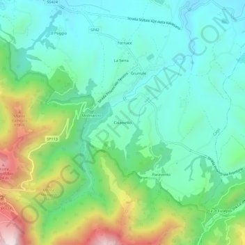 Carte topographique Calamello, altitude, relief