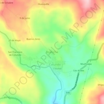 Carte topographique Boaloma, altitude, relief