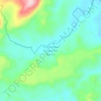 Carte topographique Comunidad Kichwa Rio Blanco, altitude, relief